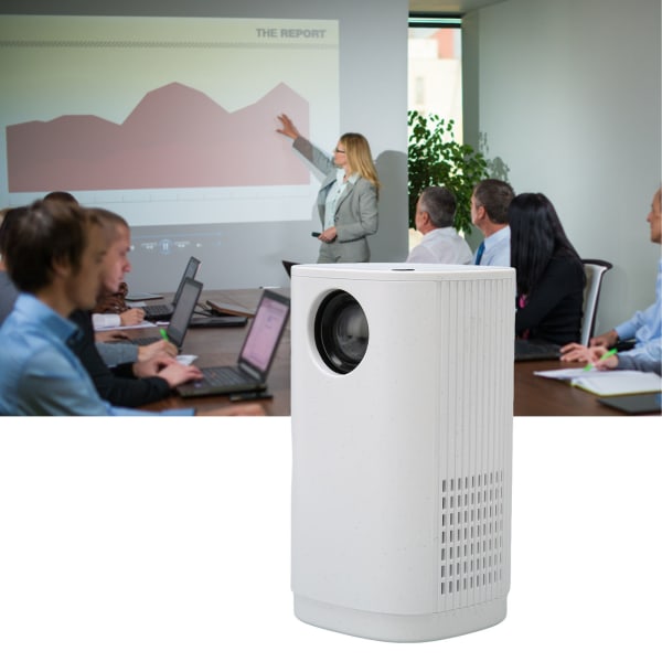 Miniprojektor 1080P 16 til 100 tommer projektionsfjernbetjening Dual Speaker bærbar projektor til familie udendørs 100?240V Hvid EU-stik