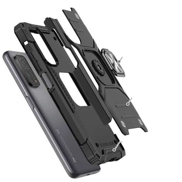 Armeret etui + magnetisk holder Mi Poco M4 Pro 5G / Redmi Note 11 5G Ring Armor sort