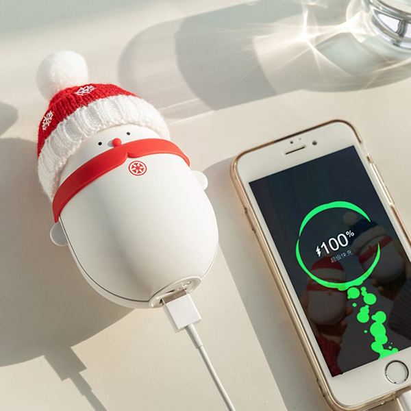 2-i-1 Elektrisk Handvärmare USB-Laddning Snögubbe Självvärmd Handvärmare Justerbar Temperatur Återanvändbar för Resor Vandring