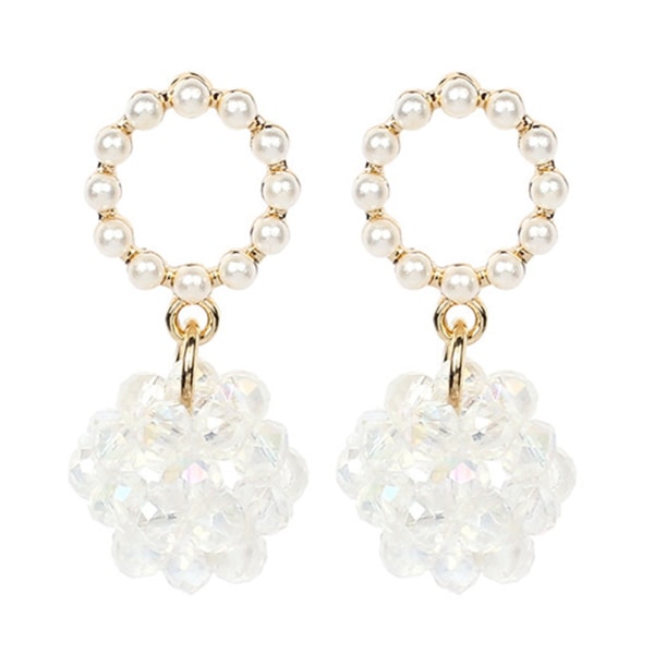Stilfuld mode Elegant imiteret perle krystal ørestikker øreringe Dame dame smykker (hvid)