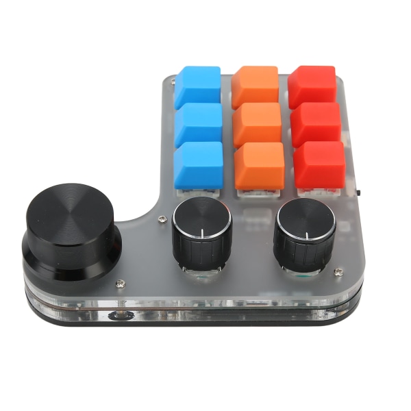 9 taster programmerbart tastatur med 3 knotter støtter USB Bluetooth enhånds makromekanisk tastatur for spillkontor