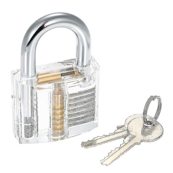 Transparent 15-Piece Lock Pick Set with Two Transparent Practice Padlocks for Locksmiths, Beginners, and Professionals