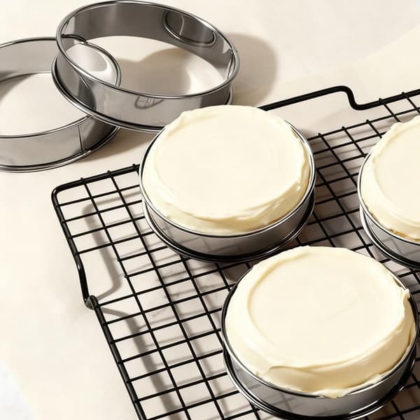 10-pak runde kageringe 4 tommer rustfrit stål dobbeltlags bageforme til mousse, muffins, pandekager, hjemme- og professionel køkkenbrug