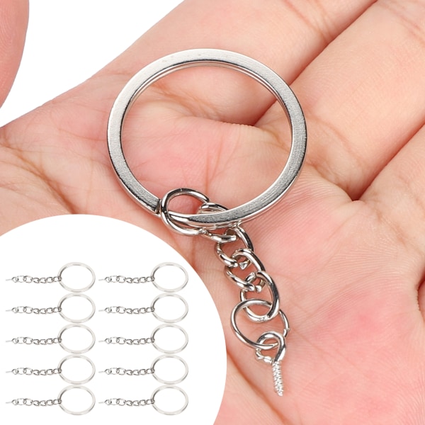 10 st Nyckelring Legering Nyckelring Ring delar med skruvögla Pin Connector Gör det själv tillbehör Silver 30mm / 1.2in