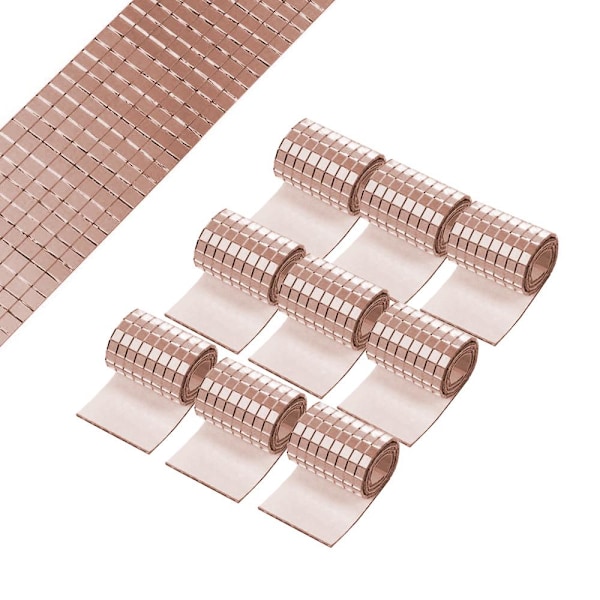 Självhäftande mosaik väggdekorstickers i spegelglas, 9-pack Pink gold Rosa guld