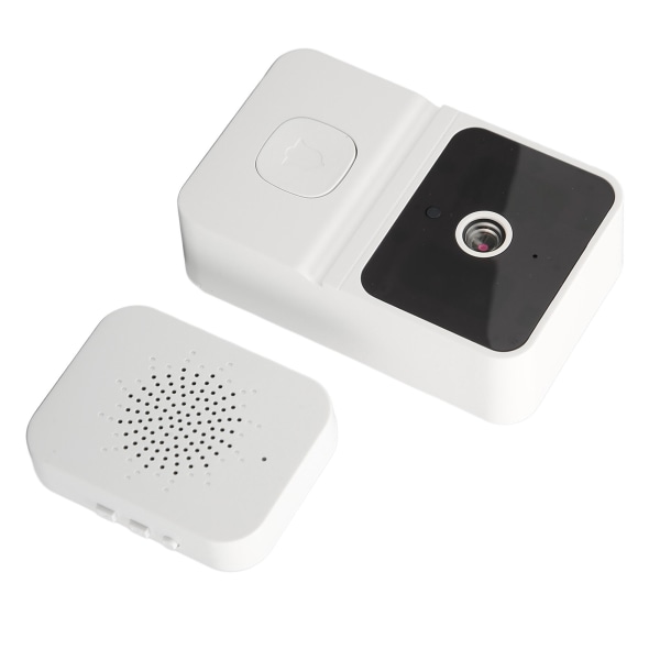 Smart trådløs fjernkontroll videoringeklokke WiFi-kamera Intercom ringeklokke med bevegelsesdeteksjon Nattsyn innendørs ringer Hvit