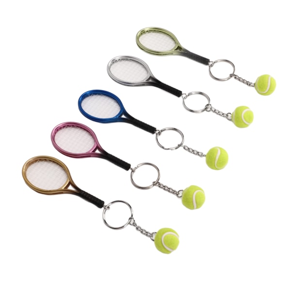 5 st Mini tennisracket boll nyckelring hängande nyckelring guld silver rosa blå brons för presenter sportälskare