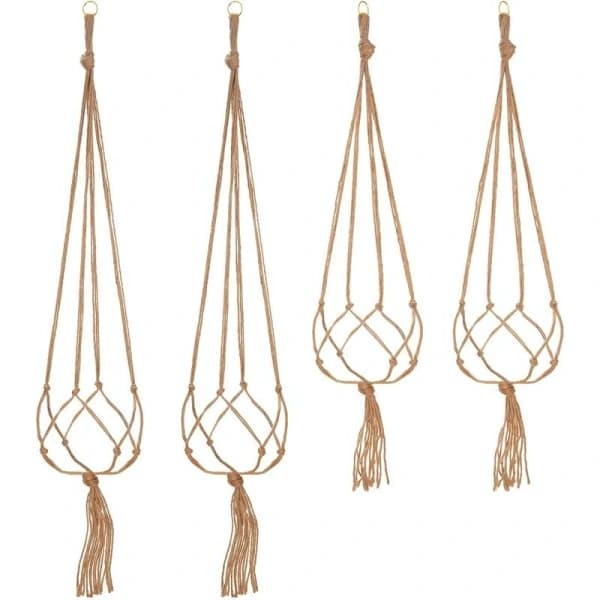 4-delars Makramé Växthängare Set med 2x105cm & 2x90cm Rephållare