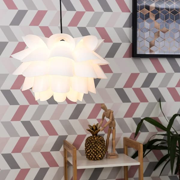 Moderne Intrikat Design Vit Loftlampe Skærm