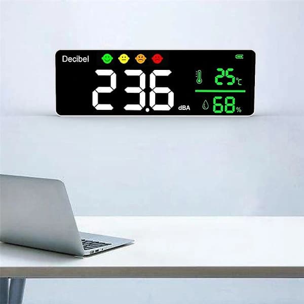 Digital ljudnivåmätare med termometer och hygrometer 30-130dB