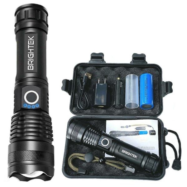 Superkirkas 90000lm LED-taktiikka taskulamppu, latautuva akku, zoomattava