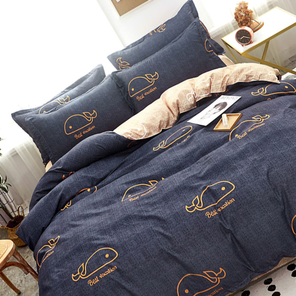 Hudvenligt dynebetræk fortykket polyester Blødt børstet dynebetræk Quilt sengetøj til sovesal, hval 180x220 cm