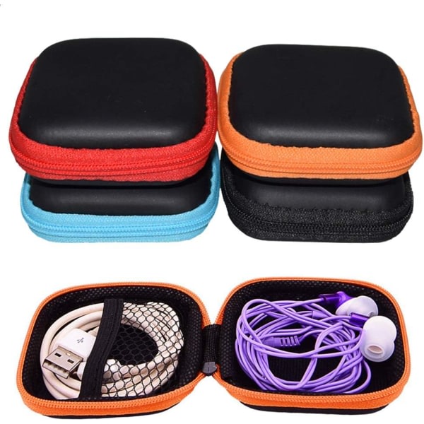 Hörlursfodral, fyrkantiga väskor Öronsnäckor Veske for smarttelefon Hörlurar Bluetooth Headset Forvaringsväskor Hårda EVA hörlurslåda 4-pack