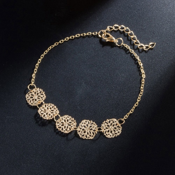 3 st Retro mode snidade ihåliga runda pärllegering armband smycken set för kvinnor