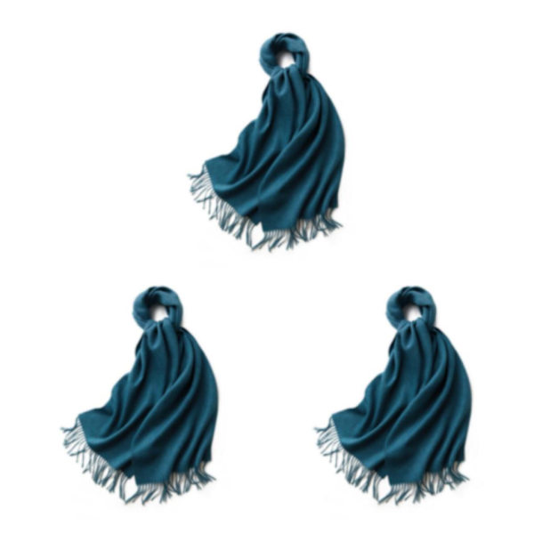 1/2/3 unisex-huivit fransuilla Lämmin ja mukava putkihuivi Peacock Blue -värillä peacock blue 3Set