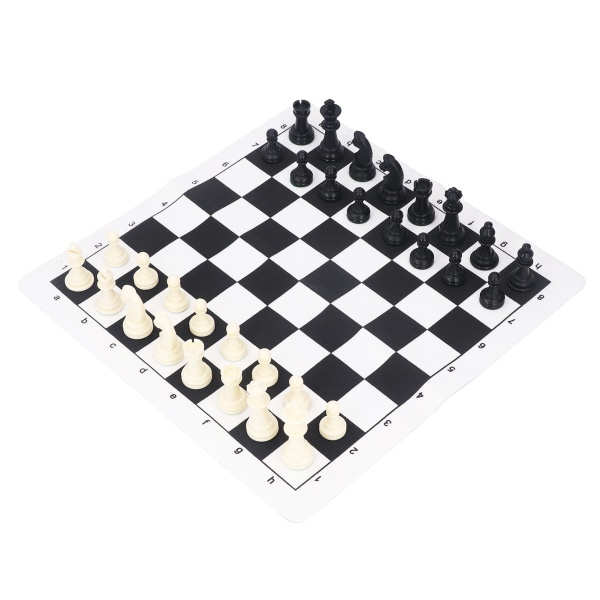 Kansainvälinen set mustavalkoinen muoviset shakkinappulat PU-nahkainen shakkilauta pöytäpeleihin