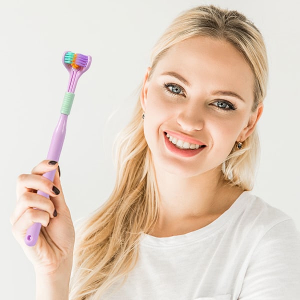 Paket med 2 3 4 tresidiga tandborstar Mjuk borsttandborste för vuxna V-formad tandborste Halkfri rengöringstandborste