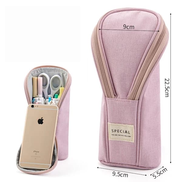 Multifunctional Creative Three-Dimensional Solid Color Large Capacity Pencil Case (Pink)