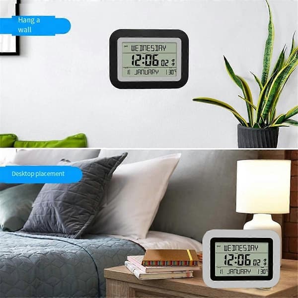 Elektronisk LED-väckarklocka LCD Digital Väckarklocka Stor Skärm Datum Temperatur Luftfuktighet Display
