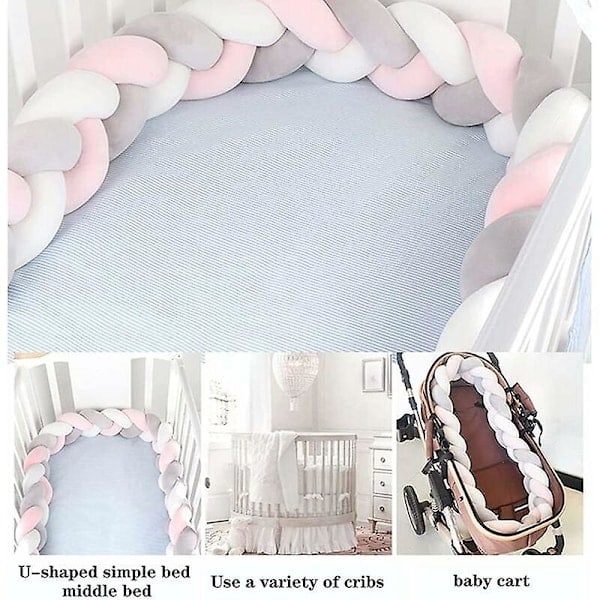 Paris Sängskydd för enkelsäng, bomullsspjälsängsskydd, idealisk resesäng, baby sammetskudde, beige, 2m