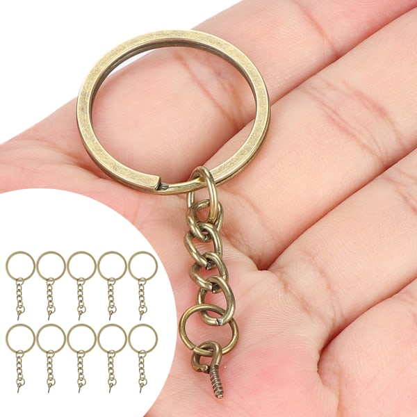 10 st dekorationsnyckelring nyckelringsdelar med skruvögla stiftkoppling gör det själv tillbehör Brons 25mm / 1in