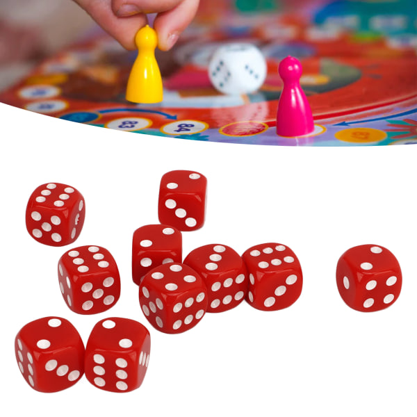 30st Set 6-sidigt runt hörn Vit antal prickar Plast Bärbar speltärning för brädspel Matematikundervisning Röd