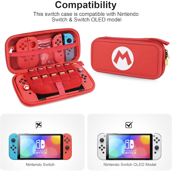 Etui for Nintendo Switch, Spillkort-etui for Nintendo Switch & OLED, Spillkort-etui Switch-veske, Bærbar Spill 10 Kort Holder-oppbevaring (rød)