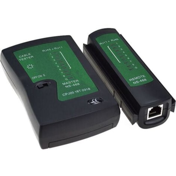 1 stk. Svart Nettverkskabeltester RJ11 RJ12 RJ45 Nettverkskabeltester ISDN Kabeltester Patch.pa