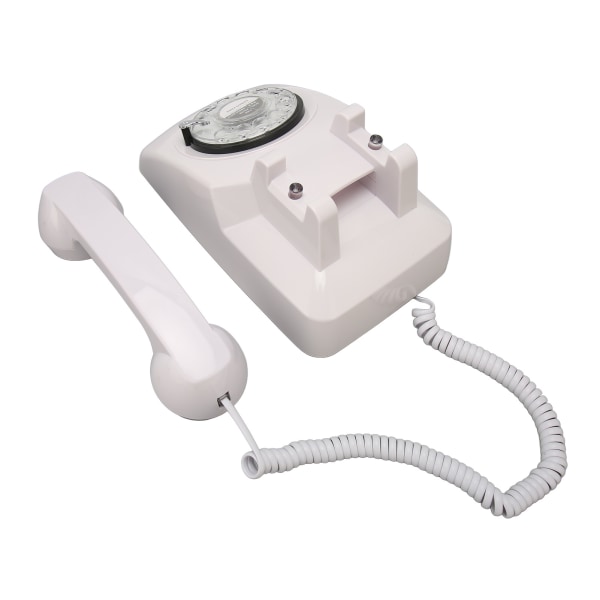 Retro roterende telefon Gammeldags vintage fastnettelefon med mekanisk ringetonehøjttaler til husholdningskontor Hotel hvid