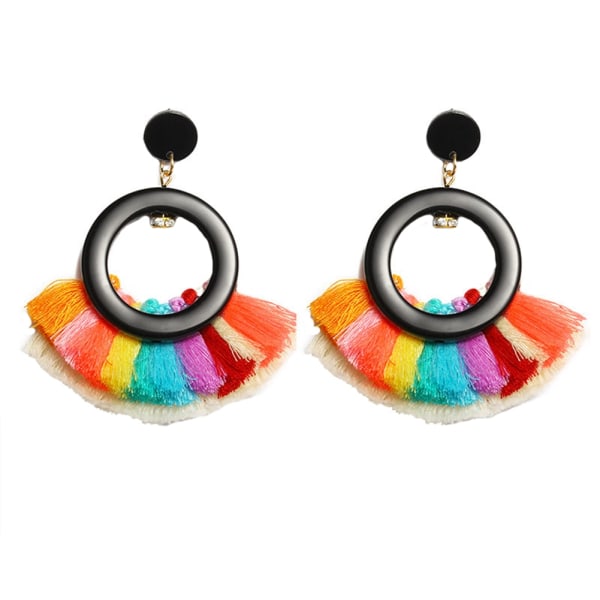 Fargerike kvinner legering dusker øredobber Drop Circle Ear Accessories(#1)
