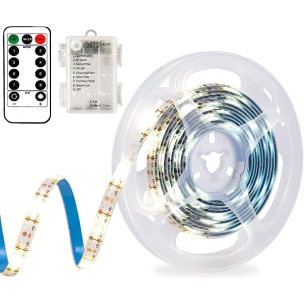 Batteridrevne LED-striper - 2 m, kaldhvit (PA)