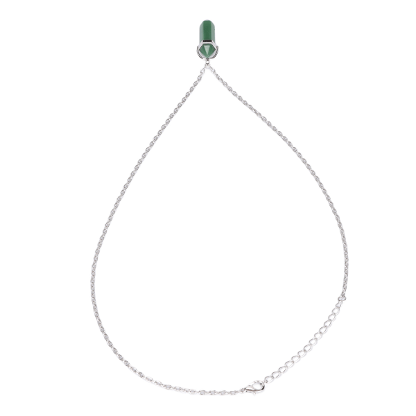 Sekskantet helbredende krystallanheng Halskjede med kjede Natursteinsmykker for menn Kvinner Grønn Aventurin