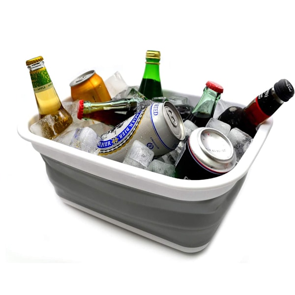 SAMMART 9,2L (2,37 gallon) sammenklappelig badekar - Bærbar picnic kurv/krater - Sammenklappelig indkøbspose - Pladsbesparende opbevaringsbeholder (blå)