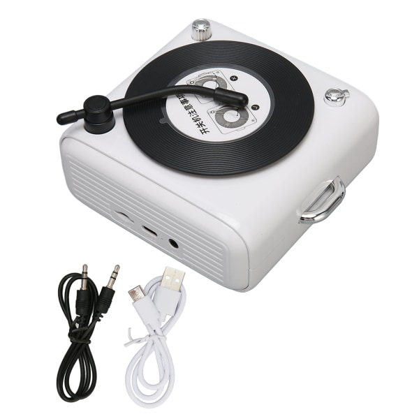 Bluetooth 5.0-højttaler Vinly Record Player Style Gammeldags klassisk stil Høj lydstyrke Trådløs Bluetooth-højttaler Hvid