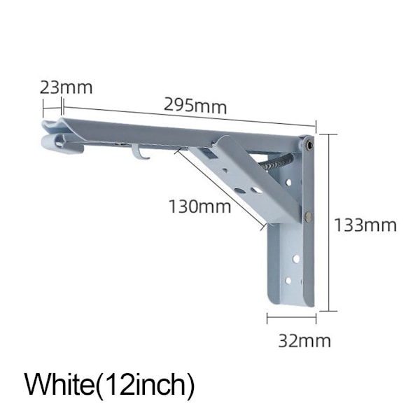 Fällbar Hylla Fäste Väggmonterad Stöd VIT 12INCH white