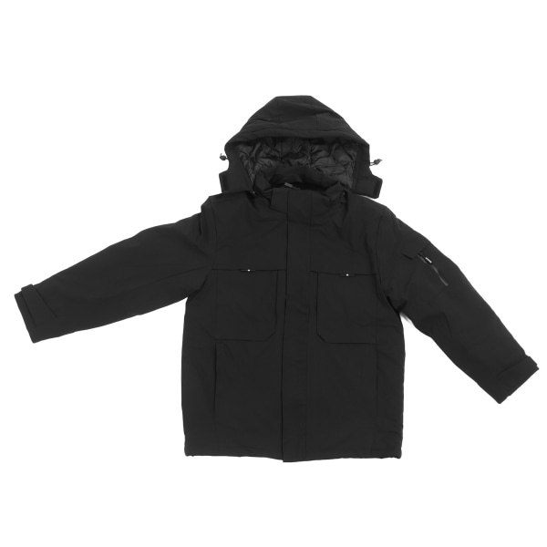 Oppvarmet jakke for menn Dame Vanntett vindtett oppvarmet jakke med hette Vinter utendørs varmekåpe XL