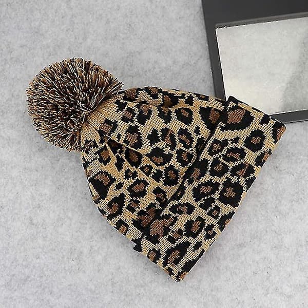 Dam Vintermössa Varm Stickad Mössa med Fuskpäls Pompom