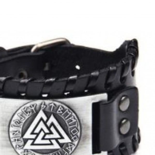 PU Läderarmband Europeiskt Retro Vackert svart Viking Totem Armband för fester Cosplay
