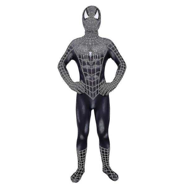 Svart Spiderman Cosplay kostym för vuxna barn Zentai Halloween Carnival Party Jumpsuit mask one size