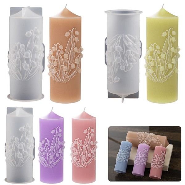 3D Lily of The Valley Cylinder Candle Form Middle