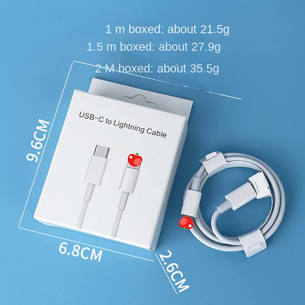 pd20w nopea latauspää sopii iPhone Apple laturille sarja eurooppalainen standardi matkapuhelin latauspää Fast charging cable: 1 meter C to Lightning PD20W cable [boxed]