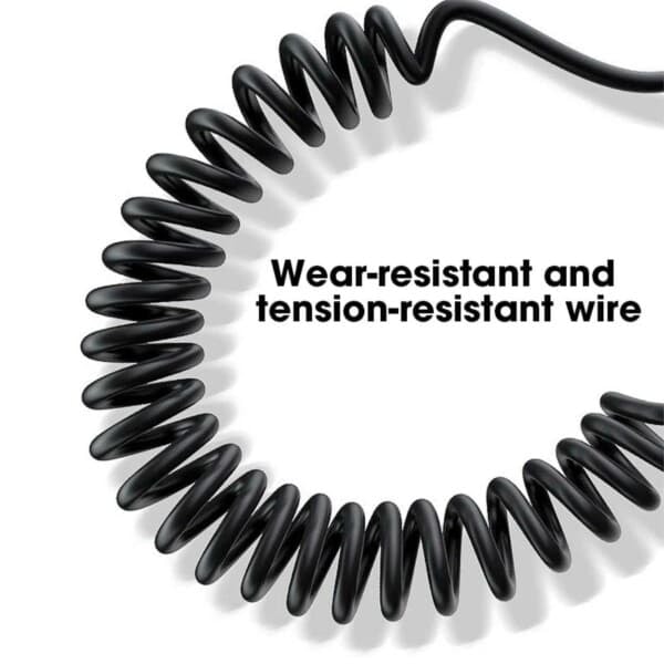 USB A til USB-C Spiralkabel 5A Hurtiglading 1,5m Svart—pa