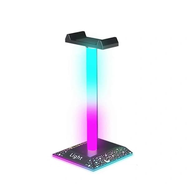 RGB-belyst gaming headset-holder til skrivebord med gummibase