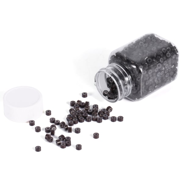 1000st/flaska silikonfodrad mikrohårfjäderförlängningslänkar Ringar Pärlor (1000st brun)