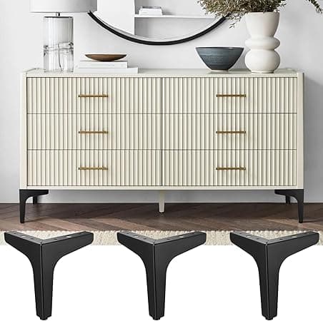 4 stk. Udskiftnings møbelfødder sort metal, 6\"/15 cm trekantede møbelfødder, bordben, skabsfødder,