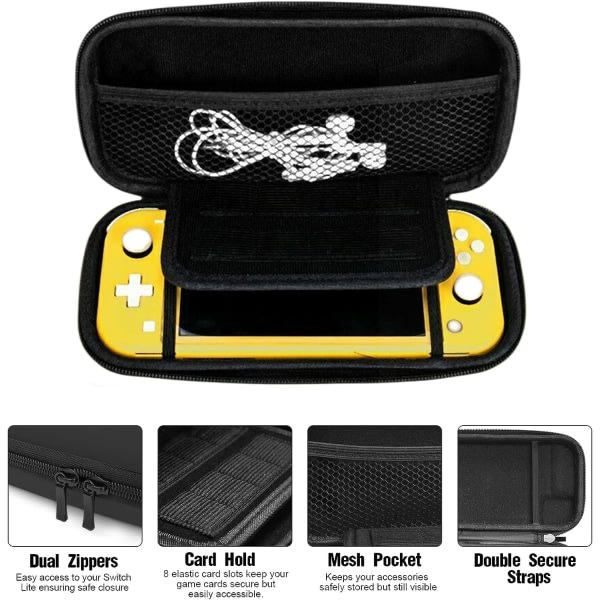 (Musta) 1. Nintendo Switch Lite -kotelo, kova kotelo Nintendo Swi:lle