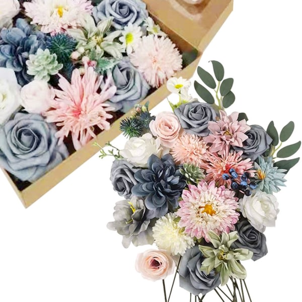 Set med konstgjorda blommor, påskdekor falska blomma för-det-själv bröllopsbukett, mittdekor, dekoration med blomsterarrangemang