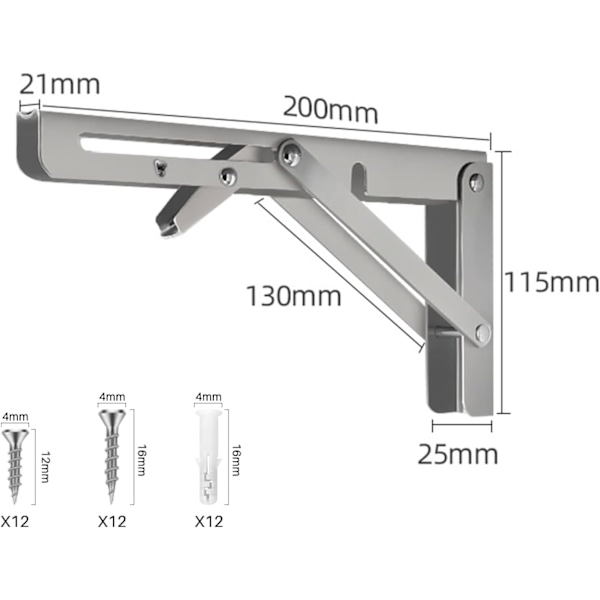 Fällbara konsoler 30 cm, fällbara hyllkonsoler, fällbara väggkonsoler