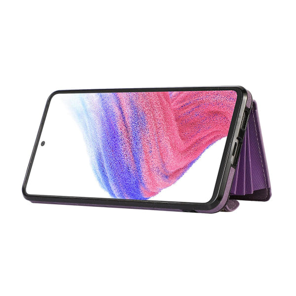 SQBB För Samsung Galaxy A53 5g Anti- cover Kickstand Pu Läder+tpu Phone case med Rfid-blockerande kortväska Lila