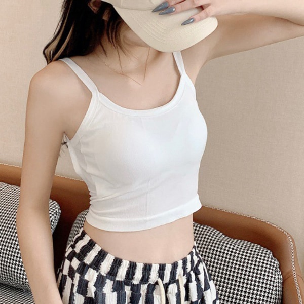 Dam Halter Top Bandeau Top Pure Color Backless Back Cross Midriff Fashion Top for Travel Outdoor White Free Storlek